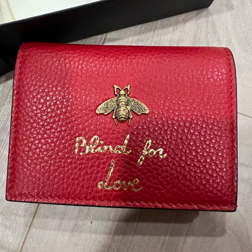 Gucci Blind For Love Bee Gg Foldover Snap Wallet
